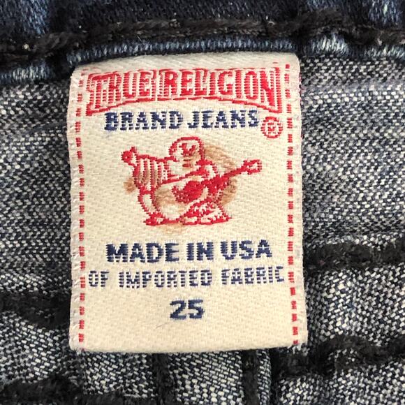 True Religion Jeans Distressed Frayed Julie Super T 25 Dark Wash 34.5" Inseam - Picture 9 of 12
